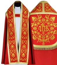 Red Roman Cope with stole Capa pluvial Roja Piviale Rosso Pluviale KT674C25h23