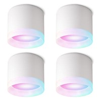 Aufputz Deckenleuchte Vora Weiß 4 StüCk Mit Leuchtring Inkl. GX53 Smart Led Rgbw