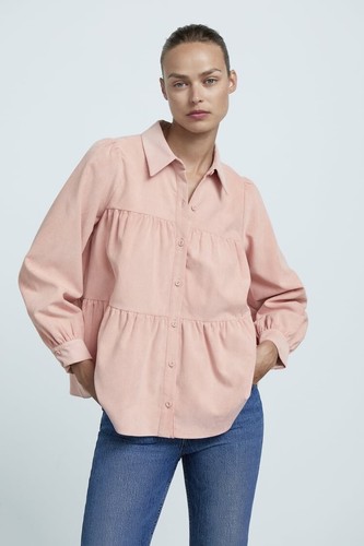 Zara pink fine waled corduroy shirt 