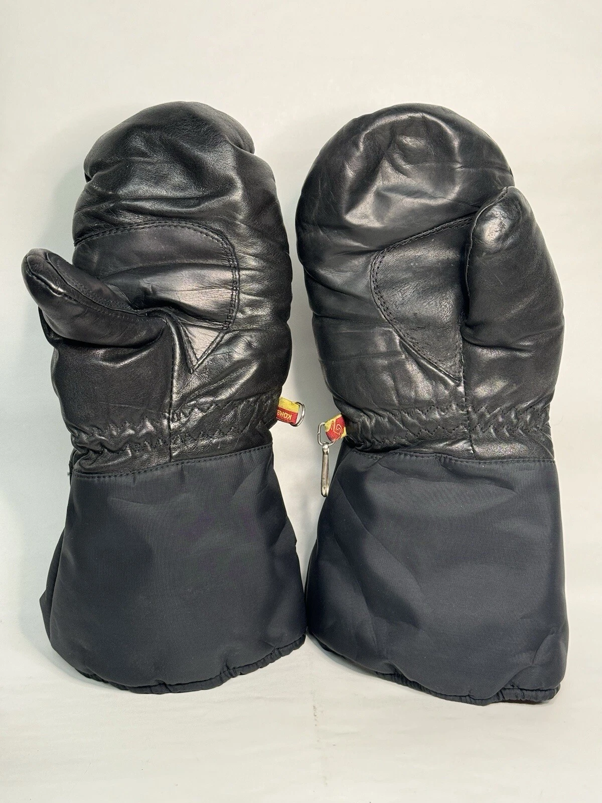 Vtg Black Kombi Leather Gloves/Mittens Medium Down Unisex Ski/Snowboard/Snowshoe