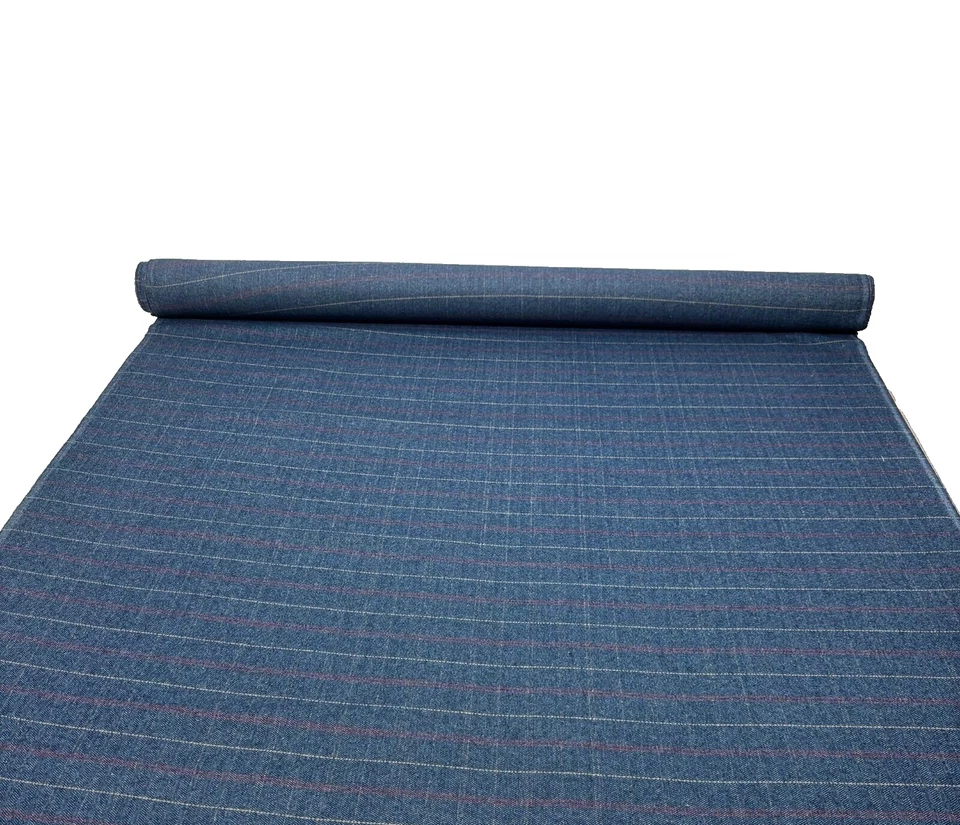 TELA TEJIDA DE LANA ESPIGA AZUL MARINO A CUADROS DISEÑO BALARD DUTTON POR YARDA 55"W Foto 2 de 4