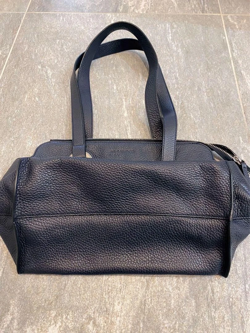 Jil Sander Mini Boston One Shoulder Bag Hand Bag Navy Circle Ring