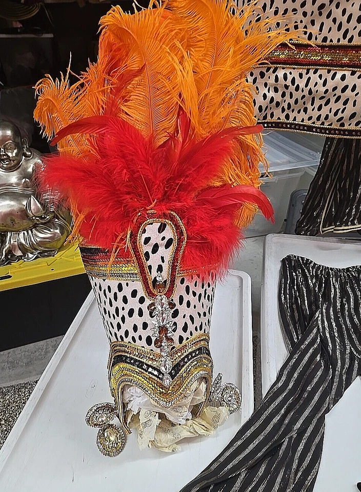 Fantasia vintage Zulu rainha carnaval samba artesanal mardi gras do Panamá  - Imagem 2 de 4