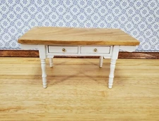 Dollhouse Kitchen Table Farmhouse Style Drawers 1:12 Scale Miniature Furniture