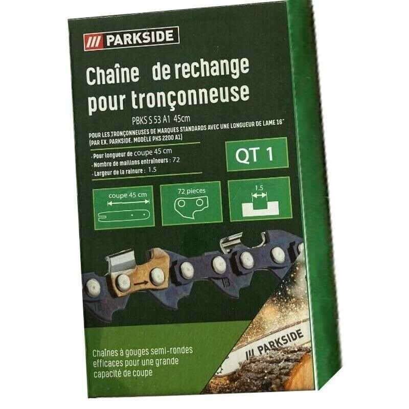 CHAiNE Pour TRONÇONNEUSE PARKSIDE PBKS 53 A1 45cm