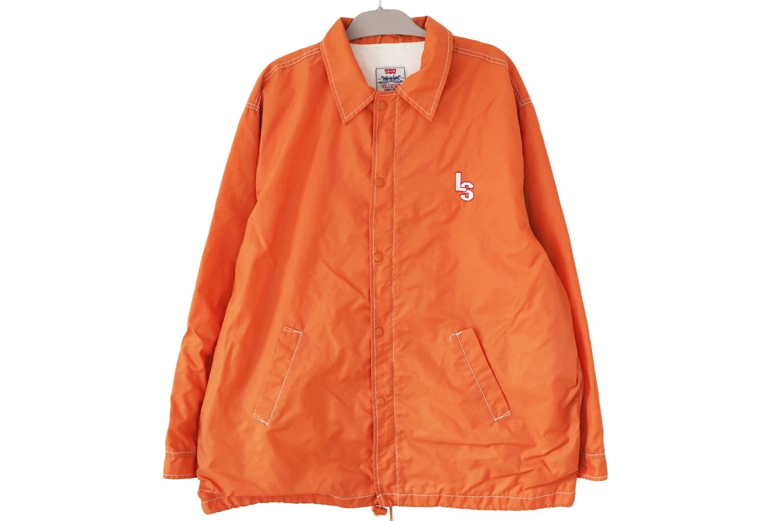 Vintage LEVI'S Choach Jacket light wear Size XL bright orange 90s windbreaker