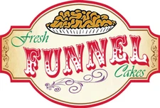 FUNNEL CAKES VINTAGE STYLE VINYL DECAL (CHOOSE A SIZE)  STANDS BOARDWALK SHOPS