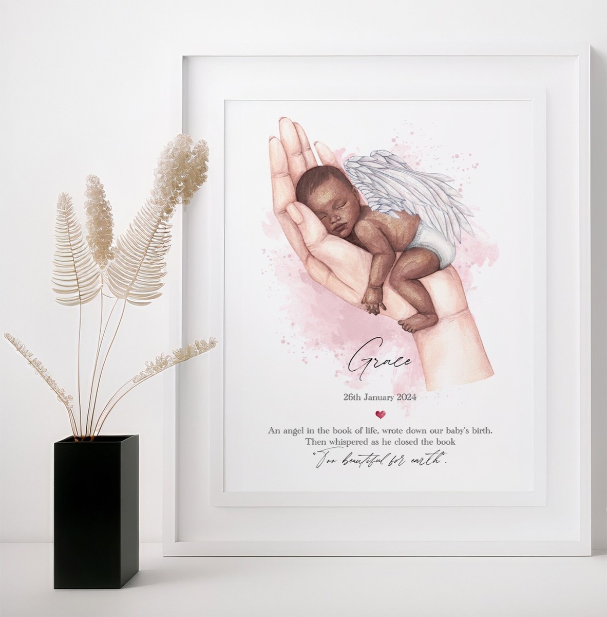 Personalised Angel Baby Print, Miscarriage Memorial, Mother
