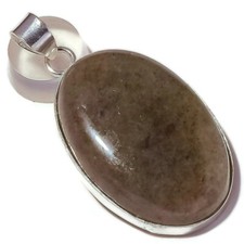 Gray Labradorite Cabochon Oval Gemstone Silver Overlay Handmade Pendant N3416