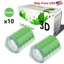 10PK Green Label Tape 3D for Dymo Organizer Xpress Pro (12966) Label Makers