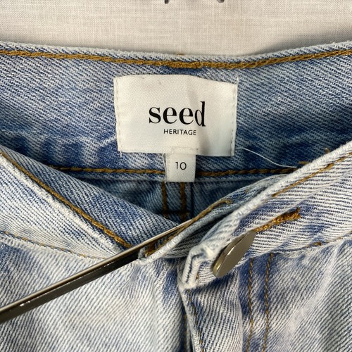 Seed Heritage Women's Light Denim Midi Skirt Front and Back Splits - Size 10 - Picture 3 of 23