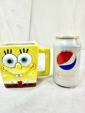 Sponge Bob Square Pants 3D Mug Ceramic Coffee Tea  Yellow 16 oz Planter Nick FSh
