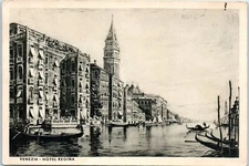 Hotel Regina, Gondolas in Canal, Venice, Italy Postcard
