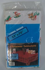 Vintage Carnation Plastics Christmas Flannel Backed Tablecloth 52x70" Bears