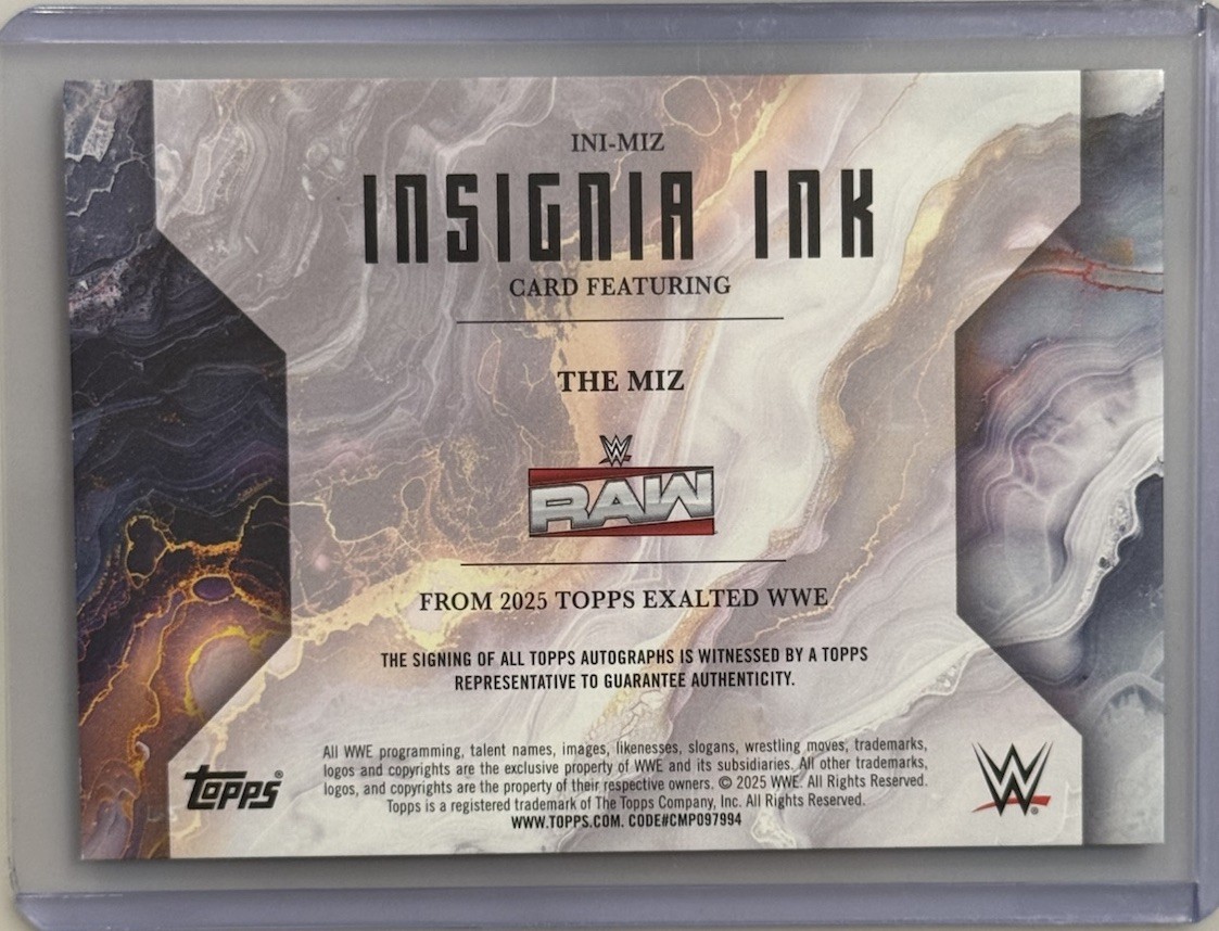 2025 Topps Exalted WWE The Miz Insignia Ink Autograph Auto INI-MIZ view 2