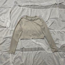 Adidas Sports Club Aeroready Cropped Long Sleeve Top, Women  s Size XL, Cream