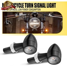 Black Motorcycle LED Mini Bullet Turn Signal Light Blinker For Bobber Cafe Racer