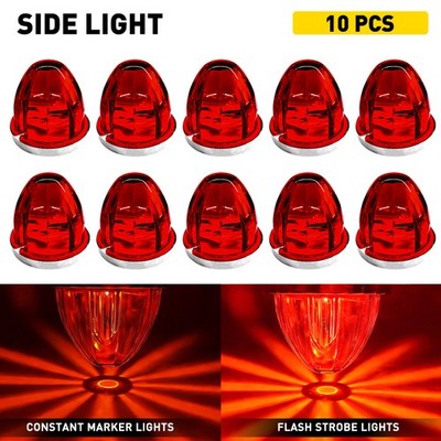 10Pcs Universal Red LED Watermelon Light Side Marker Light For Trailer 12-24V