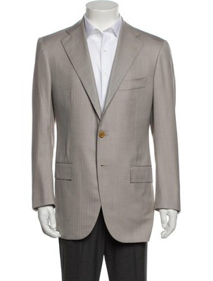 Cesare Attolini Napoli Dove Grey Gray Herringbone Suit Handmade in Italy 39 / 49