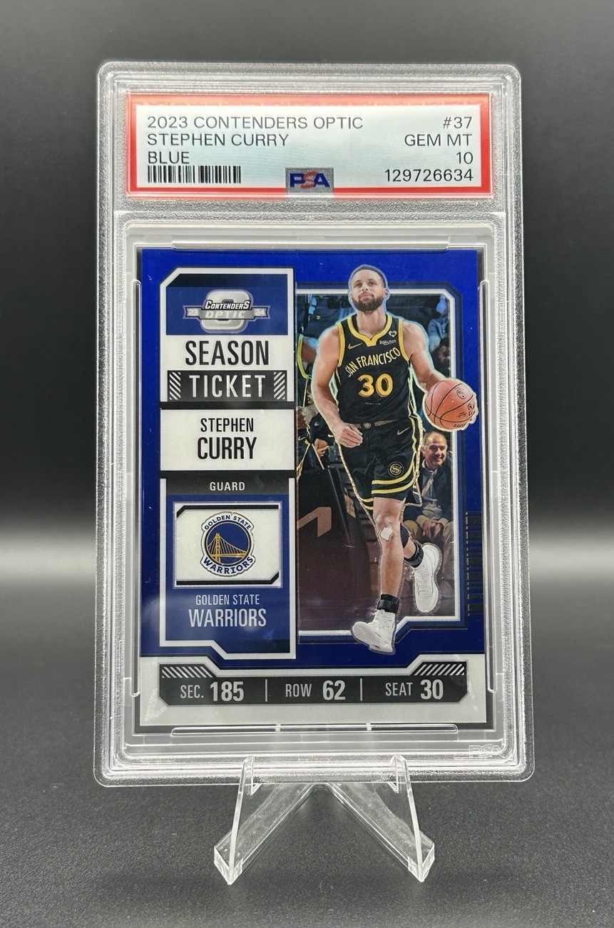 2023 Panini Contenders Optic Stephen Curry #37 Season Ticket Blue /99 - POP 2