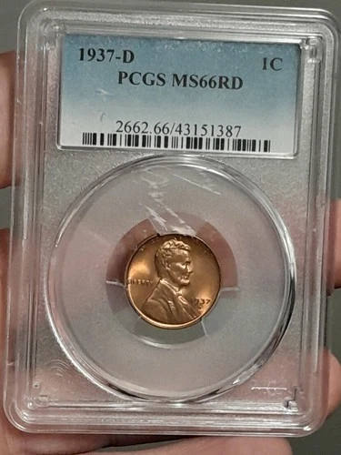1937 D Lincoln Wheat Cent PCGS MS-66 RD