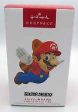 2022 HALLMARK KEEPSAKE RACCOON MARIO POWERED UP WITH MARIO ORNAMENT NEW IN BOX P