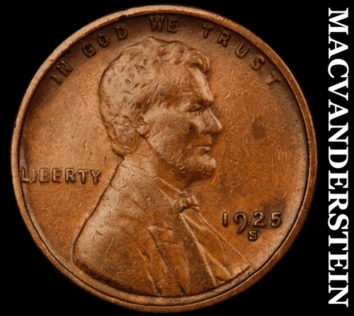 1925-S Lincoln Wheat Cent- Extra Fine Semi Key Better Date No Reserve #J564