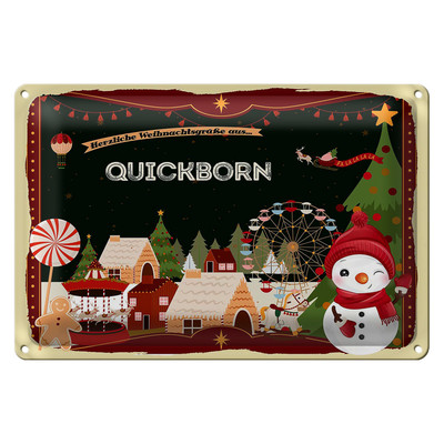 Blechschild Weihnachten Grüße QUICKBORN 18x12cm