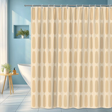 Stylish Beige Shower Curtain with Modern Pattern for Bathroom