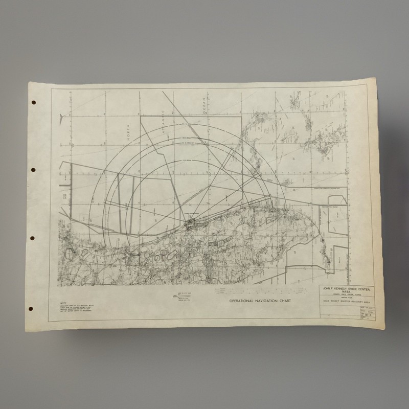 NASA KSC 1975 Master Plan Solid Rocket Booster Recovery Area Map Chart Shuttle