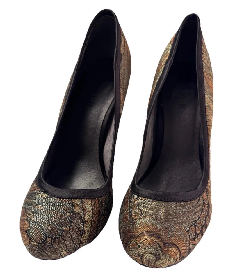 Menbur парчи платформе каблуки размер 7,5 золото черный металлик высоты Stiletto насос - Изображение 4 из 4