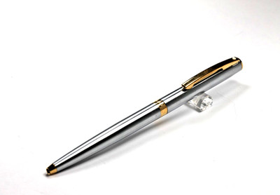 SHEAFFER SAGARIS BRUSHED STEEL GOLD TRIM BALLLPOINT PEN