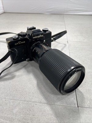 Minolta SRT-202 35mm Film Camera + MD 70 210mm f/4 Zoom Lens (Japan) Tank Can