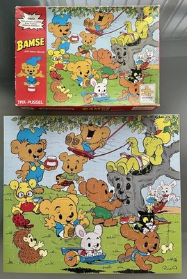 Vintage Bamse Dickes Holzpuzzle KOMPLETT 125 Teile Schwedische Cartoon von Karnan 