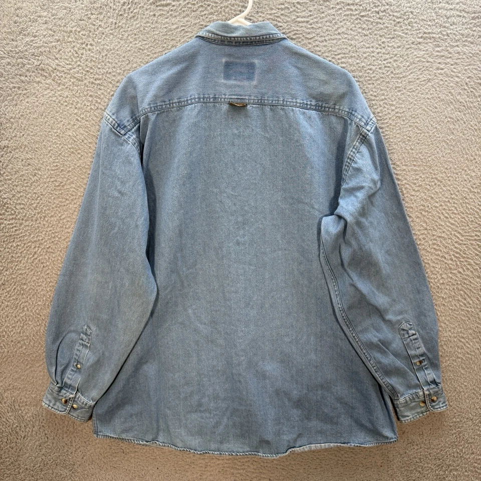 Vintage Gear For Sports Shirt Adult XL Blue Cambray Denim Workwear Chore Barn - Image 2 of 4