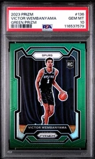 ‼️CHASER‼️2023 PANINI GREEN PRIZM #136 VICTOR WEMBANYAMA ROOKIE PSA 10 READ DESC