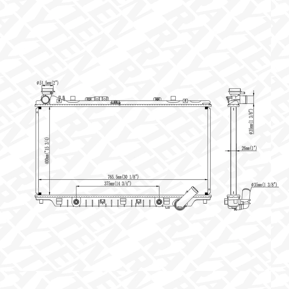 13473 Radiator for 2012-2017 Chevrolet Caprice 6.0L 2014-2017 Chevrolet SS 6.2L - Image 2 of 4