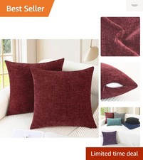 Christmas Throw Pillow Covers Decorative 16 X 16 Inches Pack of 2 Cozy Chenil...