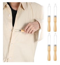 4 Pack Button Hook Assist Device with Easy-Grip Wooden Handle,One Handed Button