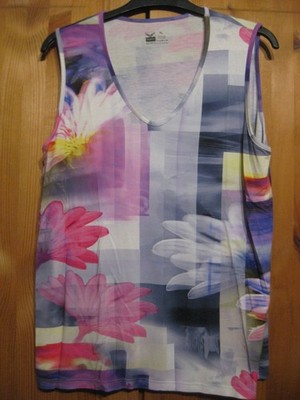 trigema women's shirt size XL orange/floral motifs stretch