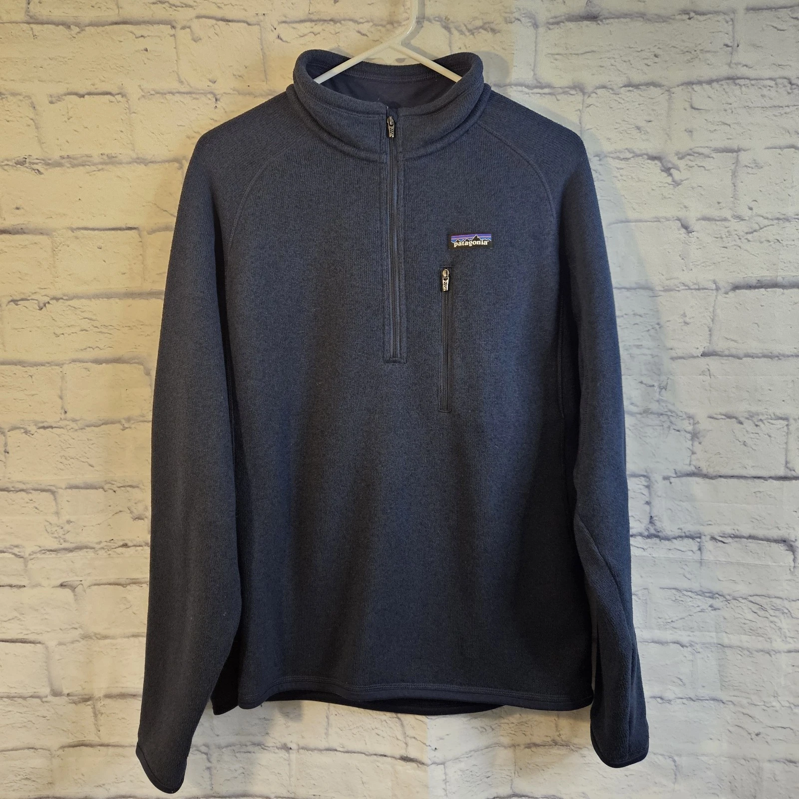 Patagonia Mens Medium Navy Blue Better Sweater 1/4 Zip Fleece Hiking