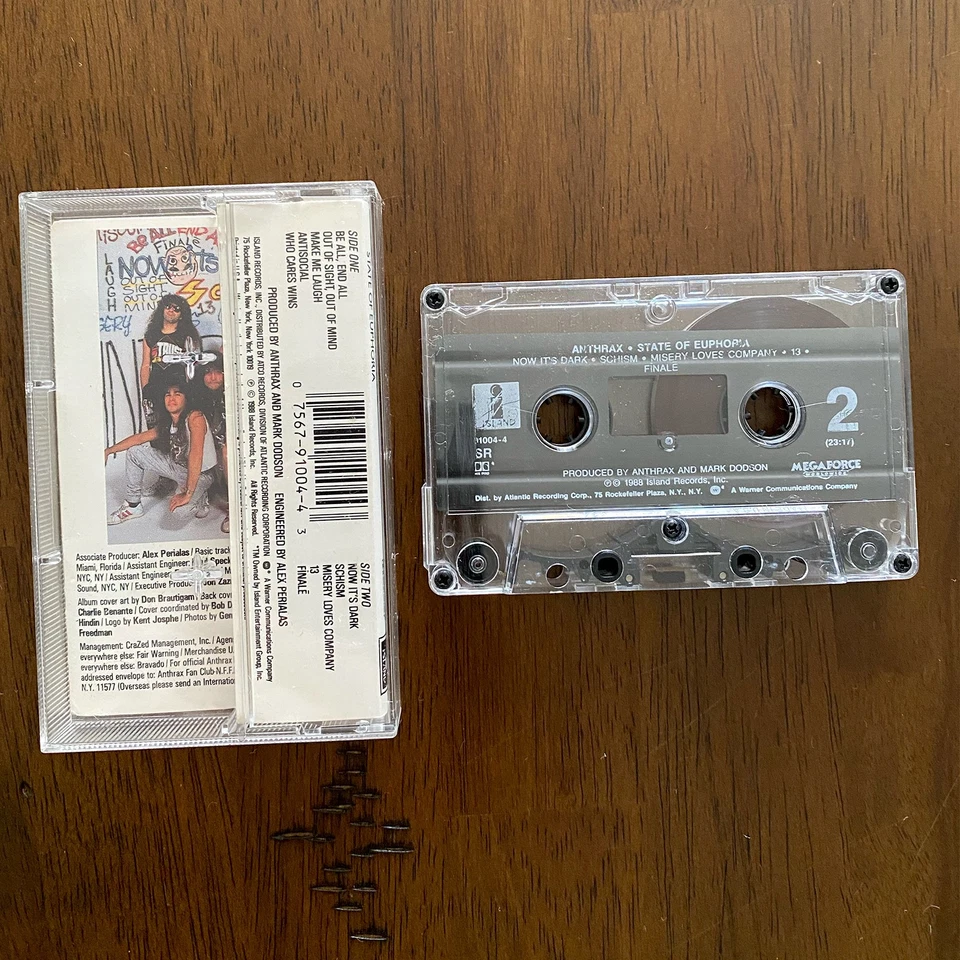 State Of Euphoria by Anthrax (Cassette, 1988, Island Records) PLAY TESTED Foto 2 de 4