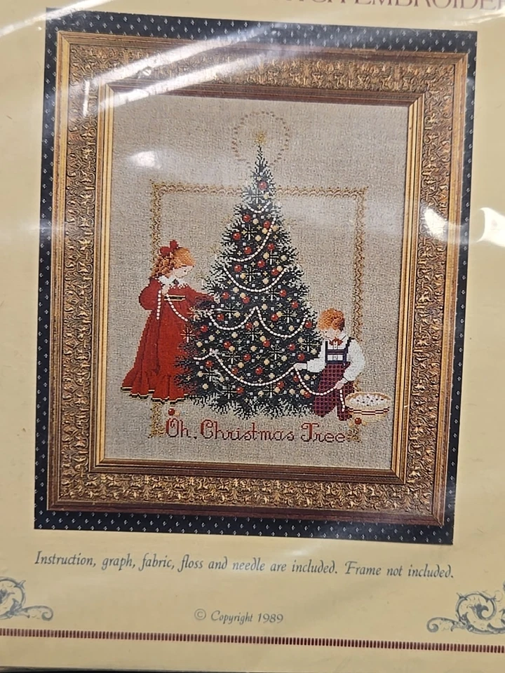 NOS Lavender & Lace OH CHRISTMAS TREE Counted Cross Stitch Chart Pattern Vintage - Image 2 of 4