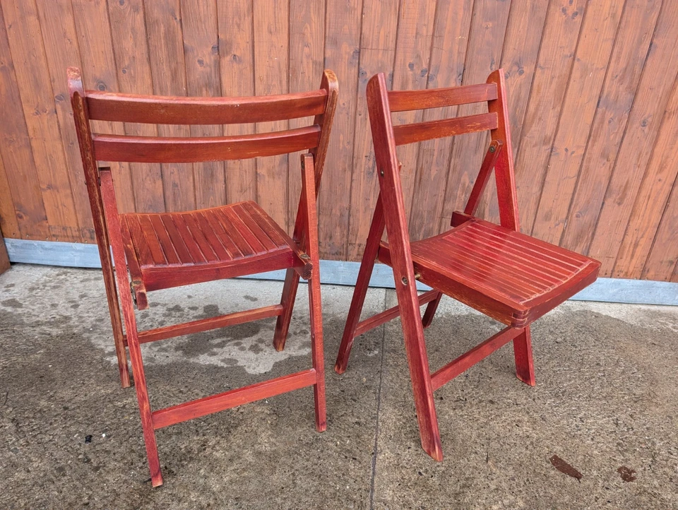Designer Klappstuhl Stuhl 60er Vintage rot Danish Holzstuhl Folding Chair 1/2 - Bild 3 von 4