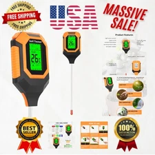 4-in-1 Digital Soil Moisture & pH Meter with Backlit LCD Display - Perfect fo...