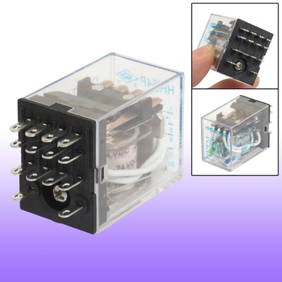 Relé De Potência Eletromagnético HH54P DC 12V Bobina 4PDT 14 Pinos Dyf14a Base~p135962064