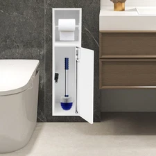 2-Tier Recessed Shower Niche Toilet Shelf Wall-inserted Bathroom Storage Cabinet