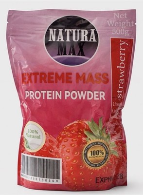 Natura Max Extreme Mass Protein Powder 500g  Strawberry Weight Gain Supplement 