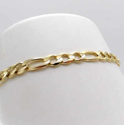 Massives 14k Gold Figaro Gliederarmband Königskette wächst mit mir bis zu 7,5in 4,5mm