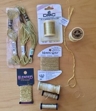 Sparkly Gold Color Embroidery Threads Lot of 11 DMC Kreinik Nordic Gold